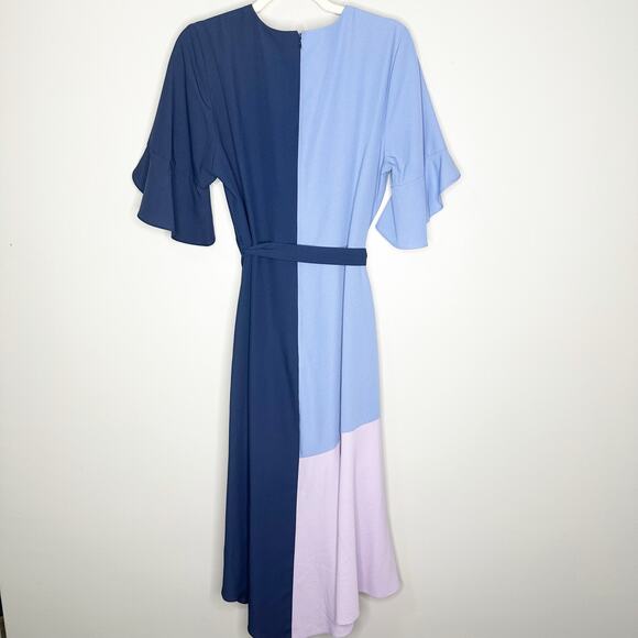 Hutch Womens Dress Ombre Colorblock Wrap V-Neck Flutter Sleeves Blue Pink Size L - Picture 3 of 9